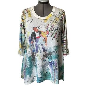 Inoah Dancing couple knit tunic top L